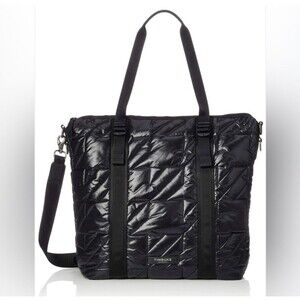 Timbuk2 Unisex mid-sized elevated Tote Shiny Parcel Tote Bag Jet Black Quilted